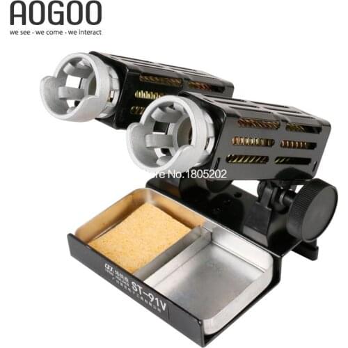 ST-91V High Quaility Soldering Iron Support Stand Station Metal Base 2 Hole with 1 Sponge