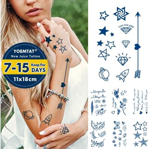 Juice Lasting Ink Tattoos Body Art Waterproof Temporary Tattoo Sticker Little Star Tatoo Arm Fake Universe Rocket Tatto Women