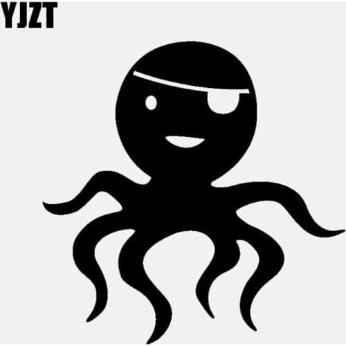 YJZT 12.7CM*12.7CM Cute Octopus Pirate Vinyl Decal Car Sticker Decor Black/Silver C3-1860