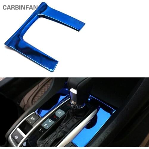 For Honda Civic 2016 2017 Car styling Carbon Fiber Inner Gear Shift Chrome Cover Panel Trim Auto Accessories C485