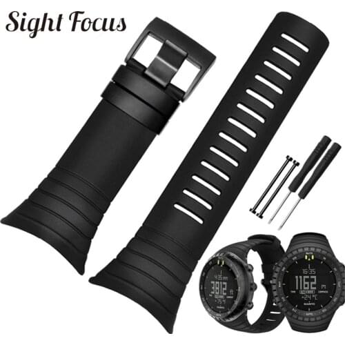 Waterproof Black Rubber Watch Strap For SUUNTO Core Watch Band Wrist Strap Silicone Durable Uhrenarmband SUUNTO Core Watchband