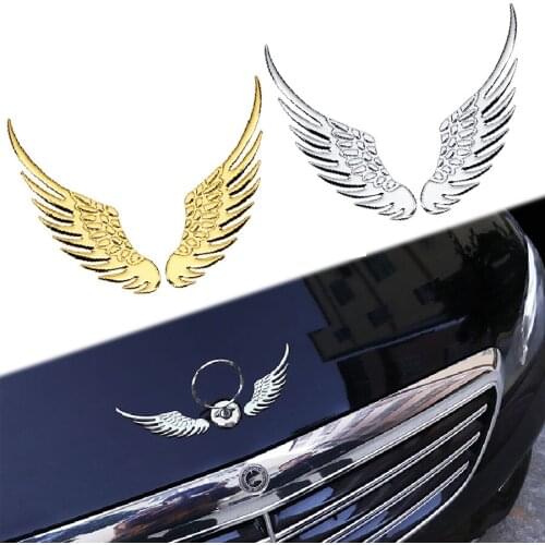 Wooeight 2x Angel Wing Funny 3D Car Sticker Badge Emblem Sticker Waterproof Chrome Car Emblem Decal Sticker For Car Logo Body