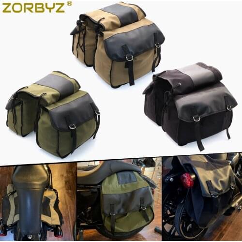 ZORBYZ 1 Pair Motorcycle Large Capacity Canvas Saddle Travel Tool Back Seat Bags Pannier Bag Saddlebag For Harley Honda Yamaha