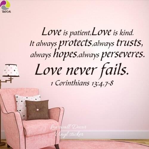 1 Cor 13 Song of Love Bible Verse vinyl wall Stickers decal Love God Love life quote Art Decor Living Room Bedroom Kids room