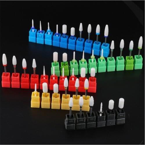 10PCS/Bag Ceramic Nail Drill Bit For Electric Manicure Drill Rotate Burr Milling Nail Cutter Bits Manicure Milling Cutter