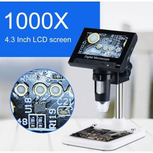 1000X Digital Microscope Camera Video 720p with 4.3" LCD Screen & Holder & 8 Led