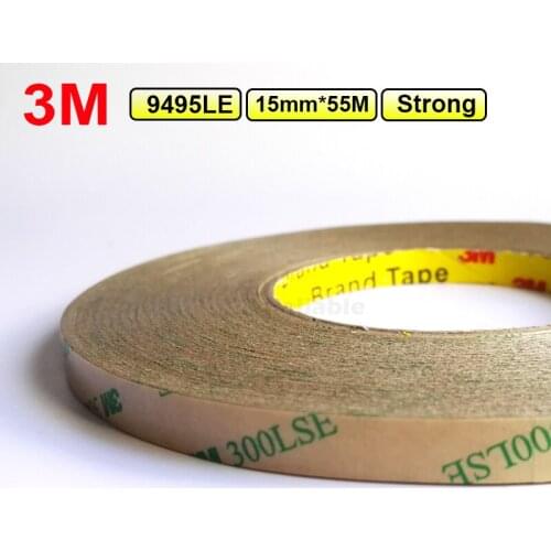 15mm*55M*0.17mm) 3M 9495LE Double Sided Adhesive Duct Tape for iphone ipad Galaxy Screen Glass Fix Strong Adhesion Waterproof