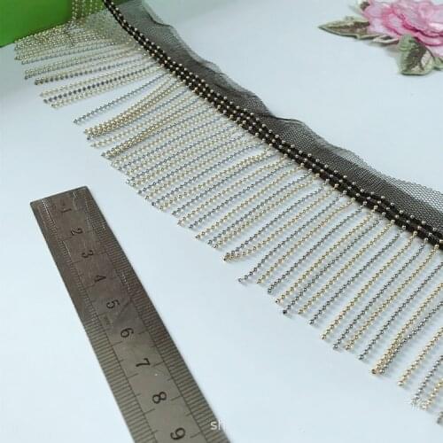 2Yards Gold Silver Mixed Fringed Copper Chain Beaded Lace Handmade Beads Tassel Trim DIY Clothes Bags Shoes And Hats Decoration