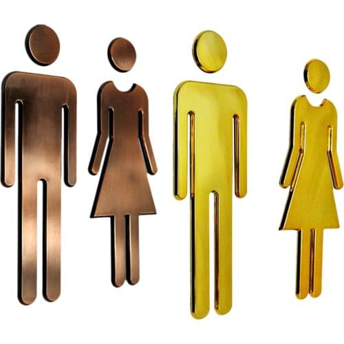 2Pairs Wall Sticker Creative DIY Toilet Door Entrance Sign Men Women Bathroom Wall Sticker Wall Decals Self Adhesive