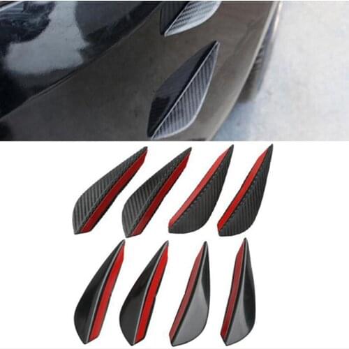 4Pcs Carbon Fiber Car Bumper Fin Canard Splitter Diffuser Spoiler fit Front Bumper Lip Splitter Fin Auto Body Kit Chin Accessory