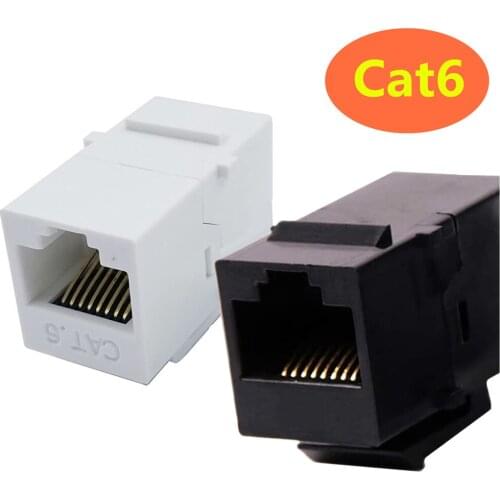 CAT6 RJ45 Keystone Jack Female Couple Insert Snap-in Connector Socket Adapter Port For Wall Plate Outlet Panel - White/Black