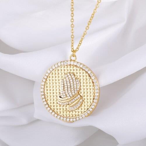 Punk Virgin Mary Hand Buddha Pendant Necklace For Women Hip Hop Stainless Steel Neck Chain For Men Jewelry Rock Gold Necklaces