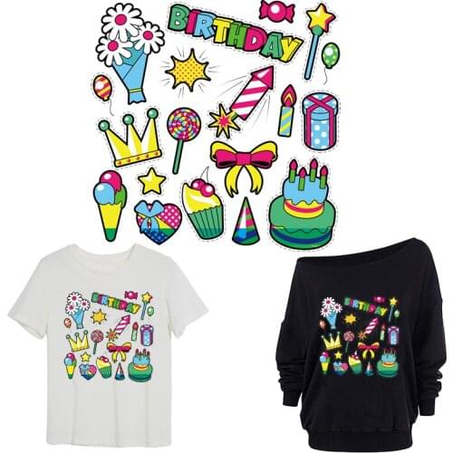 Cartoon Patches Flower Thermal Stickers on Clothes Iron-on Transfers for Clothing Thermoadhesive Patch Diy Applique for Dress