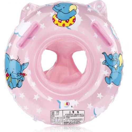 Baby Inflatable Swimming Ring/Seat With Handrail PVC Float Ring Raft Chair Assist Learning Bathtub Pools Cute Elephant Cartoon