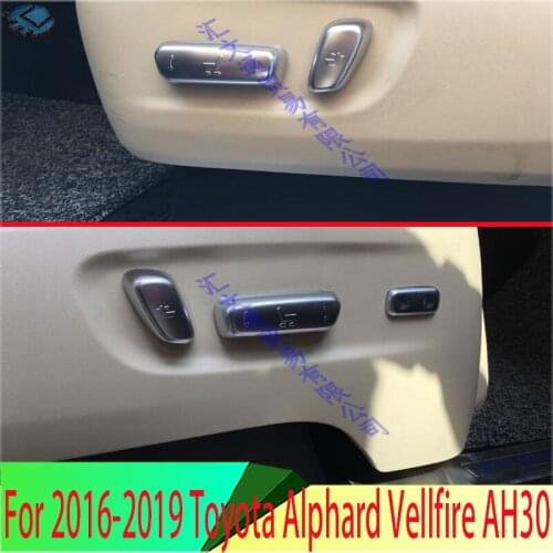 For 2016-2019 Toyota Alphard Vellfire AH30 Car ABS Chrome Interior Inner Seat Adjustment Switch Knob Button Cover Trim