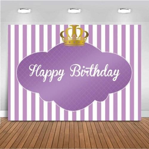 Photography Backdrop Royal Crown Purple Newborn Baby Shower Happy Birthday Background For Photo Booth Studio Prince Theme Party