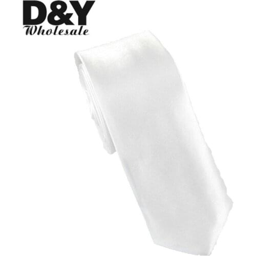 Mens Ties Necktie 5cm/2inch wide "White" Solid Color Fashion Polyester Woven Classic Jacquard Formal Dress Gift Wedding Cravat