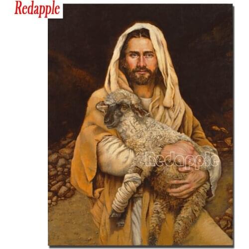 Jesus Christ God With Lamb Vintage pattern Diamond Painting Mosaic Full Square Drill Home Decoration DIY Embroidery Handmade art