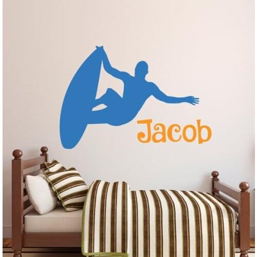 Custom Personalized Any Name Extreme Surfing Wall Sticker Boys Bedroom Kids Room Art Decor Cool Vinyl Wall Mural Y-956