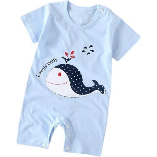 3 6 12 24 Month Baby Clothes New Born Romper Cartoon Print Girl Jumpsuit Summer Little Boy Climb Clothing Short Sleeve Shorts