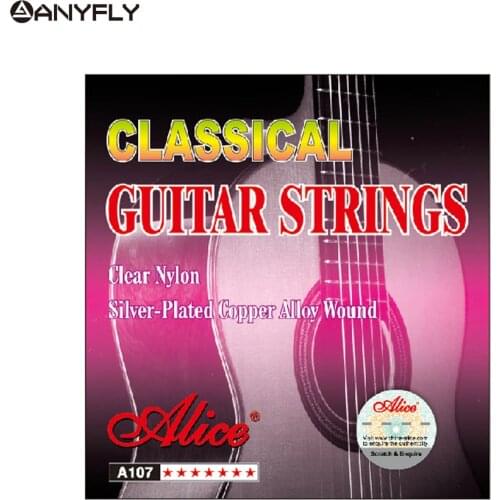 Original Alice A107-N 1st-6th 1 Set Classical Guitar Strings Clear Nylon Core Silver Plated Copper Alloy Wound Normal Tension