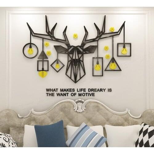Creative Deer Acrylic 3D Wall Stickers Living Room Dining Room Wall Decoration TV Background Wall DIY Wall Stickers