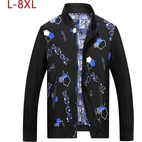Spring Autumn Casual Jacket For Men Big Size Male Brand Thin Printed Windbreaker Outerwear Varsity Bomber Coat 6XL 7XL 8XL CF266