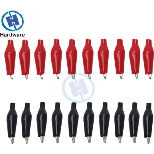 20Pcs 28MM Metal Alligator Clip Crocodile Electrical Clamp Testing Probe Meter Black Red with Plastic Boot Car Auto Battery