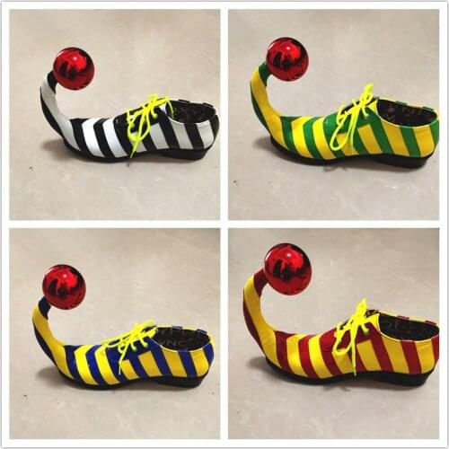 Cute Stripe Clown Shoes For Adults Funny Shoes Evil Cosplay Circus Club Magician Performance Props Pointy Shoes Halloween