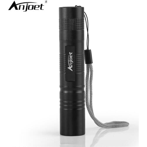 ANJOET Mini Flashlight 3 colour Waterproof Q5 LED Portable Torch Penlight Rechargeable for 18650 battery For camping adventure