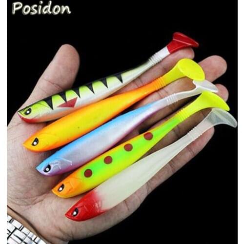 Posidon 5pcs/bag 120mm 10g 3D Soft Fishing Lure Soft Bait Shad Silicone Bass Pike Minnow Swimbait Jigging Plastic Lure