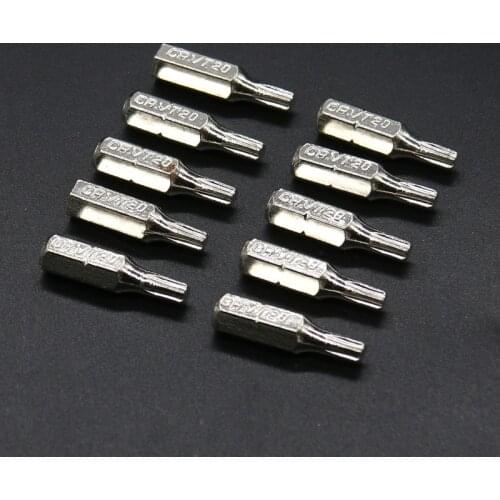 10pcs Torx 1/4 inch 6.35mm Hex Shank Electroplating Screwdriver Bit Set Chrome Vanadium Steel 25mm Lenght T15 T20 T25 Bits