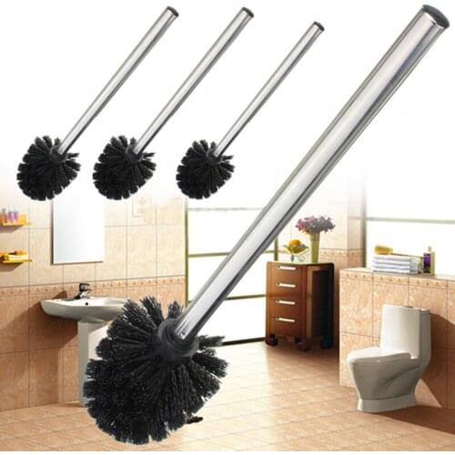 Stainless Steel Handle WC Bathroom Cleaning Toilet Brush Plastic Head Holder