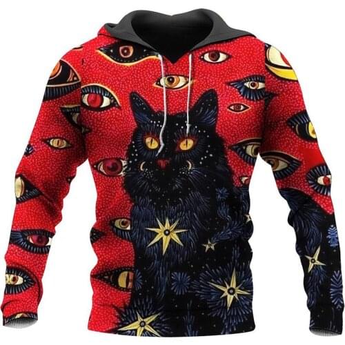 The latest black cat 3D AOP Halloween shirt new fashion casual Hoodie Jacket for men and women