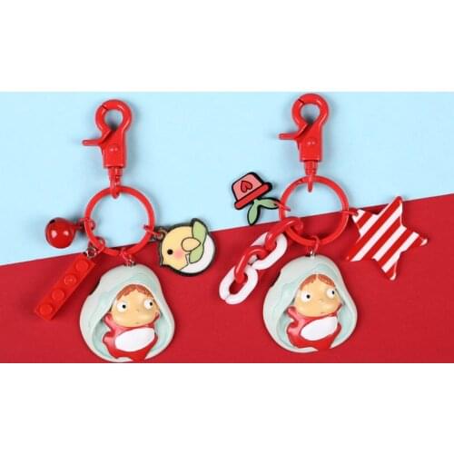 New Ponyo on the Cliff Character Model Figure Action Keychain Bag Purse Car Keychain for Miyazaki Hayao Comic Fans Key Rings