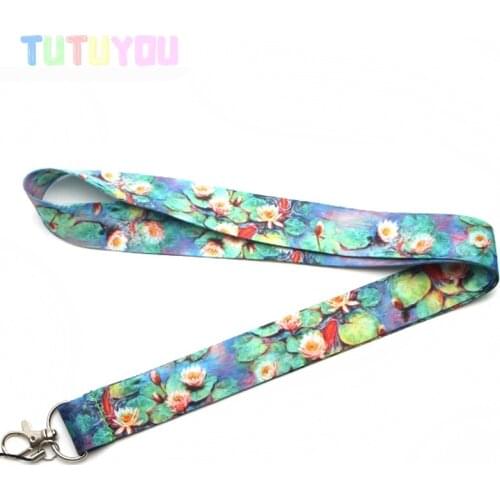 PC99 Claude Monet lotus Lanyards For Keys ID Card Pass Gym Mobile Phone USB Badge Holder Hang Rope Lariat Lanyard