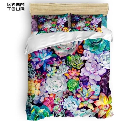 WARMTOUR Duvet Cover Succulent Garden Duvet Cover Set 4 Piece Bedding Set For Beds DHL Shipping Method