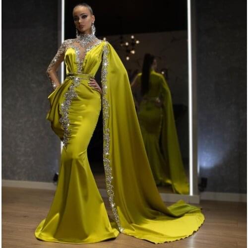 Sexy V-neck Applique Prom Dresses Luruxy Crystals Beads Formal Party 2020 Elegant Gown Robe de soiree Evening Dresses Custom