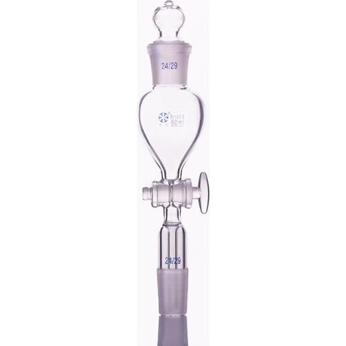 Spherical separatory funnel globe shape,with ground-in glass stopper and stopcock,Capacity 60ml,Joint 24/29,Glass switch valve