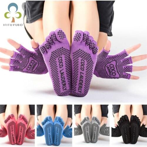 Sports Fitness Yoga Socks+Gloves Set Five-toe Anti-skid Breathable Climbing Camping Hiking Running Cycling Yoga Women Socks GYH
