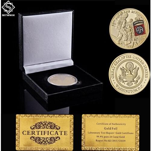 USA 82nd Airborne Division Gold Military Challenge Coins Custom Souvenir Coin W/ High-end Box Display