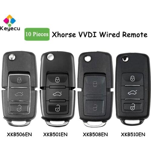 KEYECU 10 Pieces XHORSE XKB506EN XKB508EN XKB510EN XKB501EN for VW B5 Style 2 3 Buttons Universal Remote Key for VVDI Key Tool