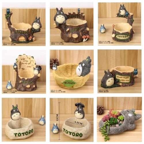 Pastoral Style Totoro Succulents Flower Vase Resin Pot Craft Lovely Flower Pot Ornaments Totoro Planter Vase Home Decoration