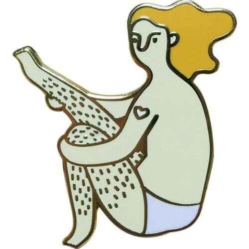 Love Beautiful Girl Hard Enamel Pin Brooch I Love My Hairy Legs