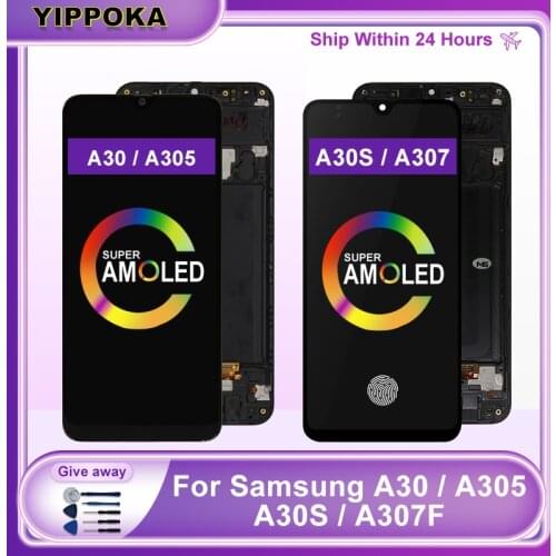 A30 A30S Display For Samsung Galaxy A30 A305 LCD Super AMOLED A30S A307F LCD Touch Screen Digitizer Display Assembly Part