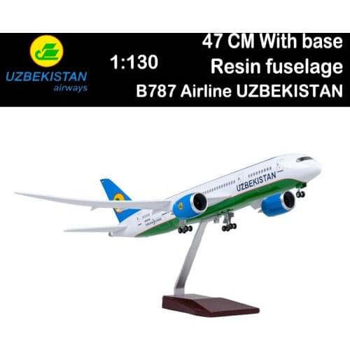1/130 B787 Dreamliner Airline Airplane UZBEKISTAN Model Airways Airliner Aviation Toys Plane Gift Collection Undercarriage Base