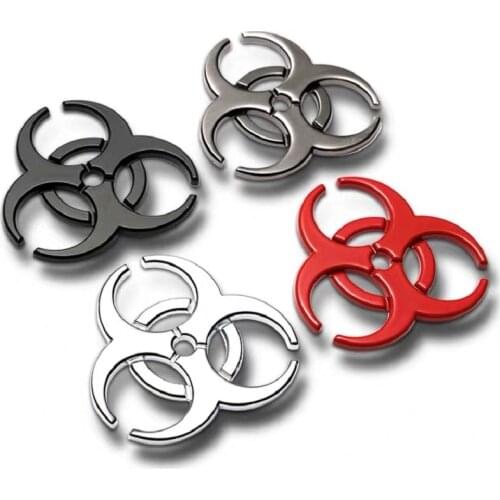 1pcs Car 3D Metal Sticker Biohazard Badge Protective Umbrella Emblem Logo Decal Car Side Fender Rear Trunk
