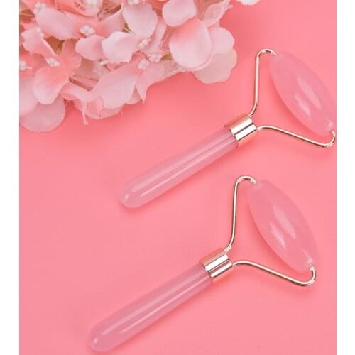 1PC Natural Rose Quartz Natural Stone Slimming Chin Lift Up Facial Beauty Roller Skin Care Jade Stone Rollers Massager For Face