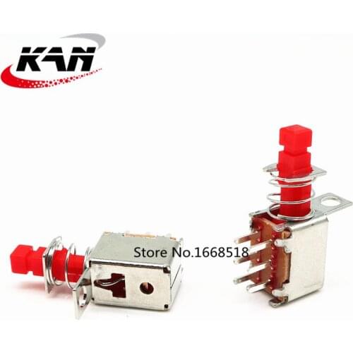 10Pcs A03-01 direct key switch Power button PS-22F04 with ears Double row and six feet Self-locking Spring