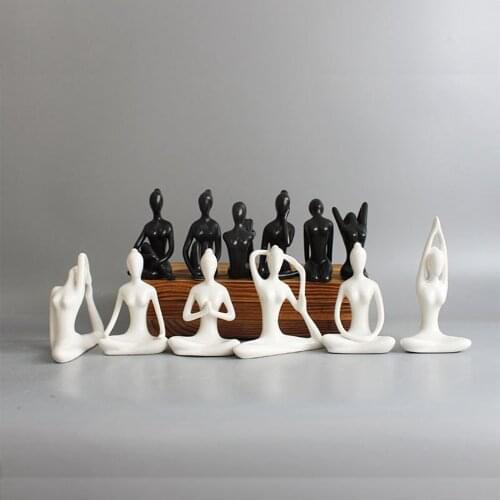 12 Style Choose ​Abstract Art Ceramic Yoga Poses Figurine Porcelain Minimalist Yoga Lady Figure Statue Yoga Studio Decor Ornamen